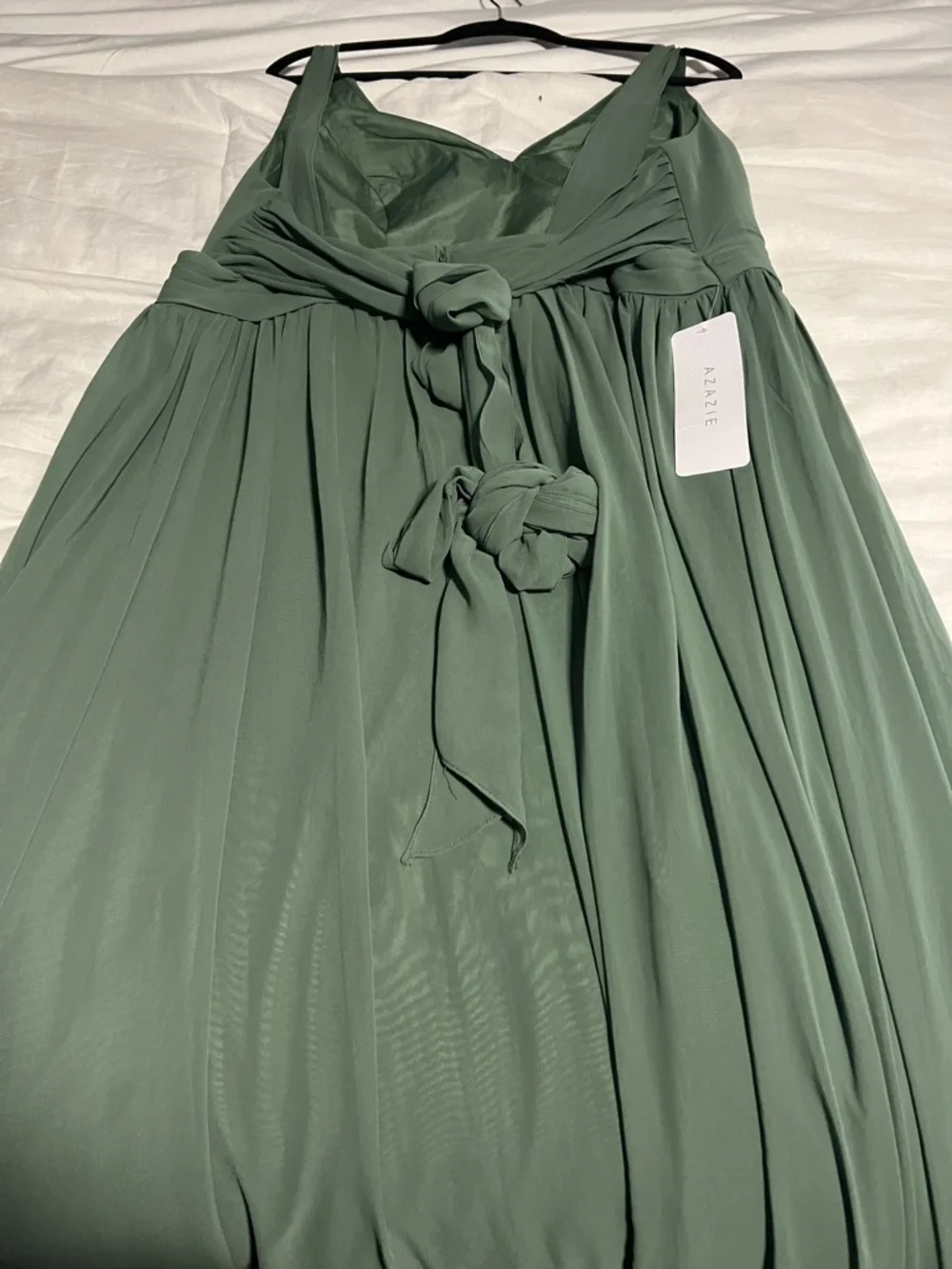 Azazie eucalyptus Green V-Neck Chiffon Bridesmaid Dress - Picture 3 of 6